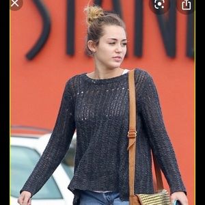 Theory Abeo Granello 100% Silk Open Knit Sweater ASO Miley Cyrus
